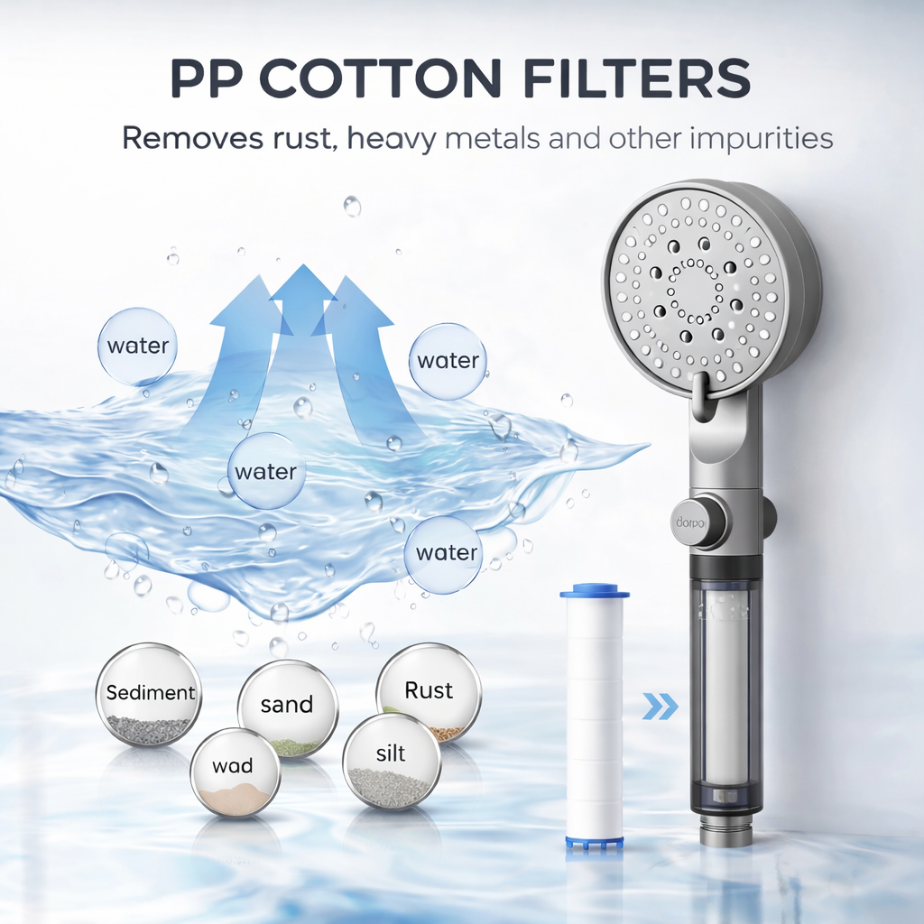 5-Pack PP Cotton Shower Filter Replacements – Sediment & Rust Reduction Refill Cartridges