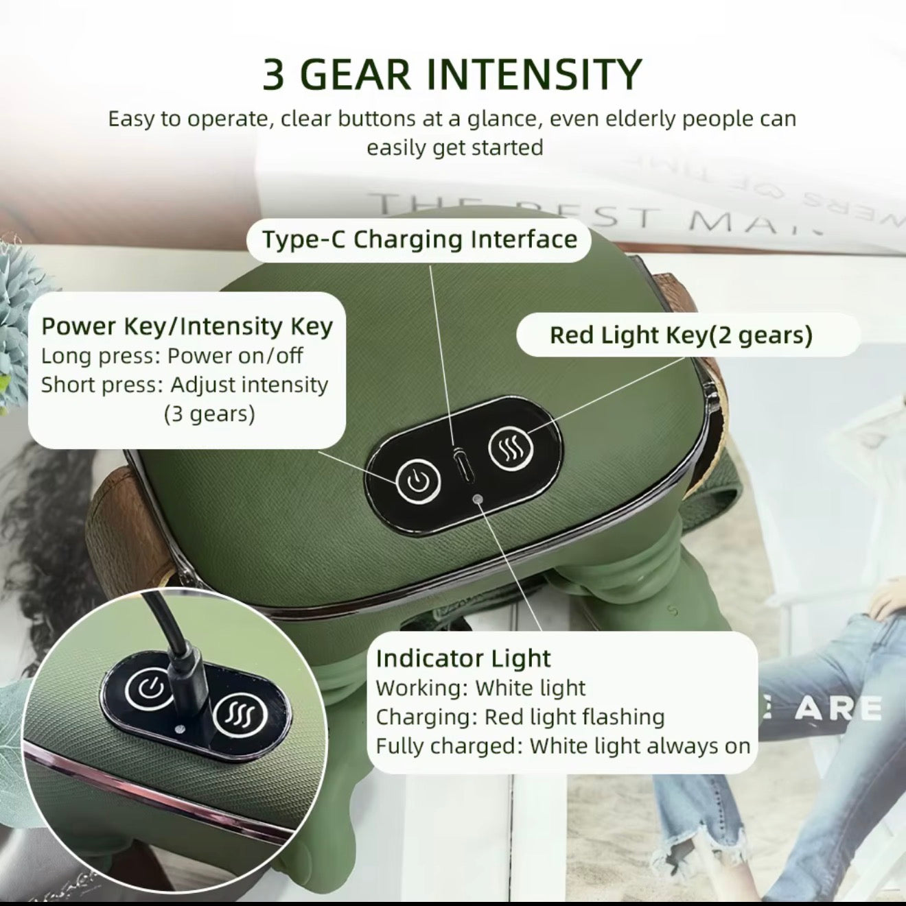 Green Finger Neck Shoulder Massager Wireless Neck Cervical Trapezius Kneading Massage Shawl Brushless Motor Neck masajeador