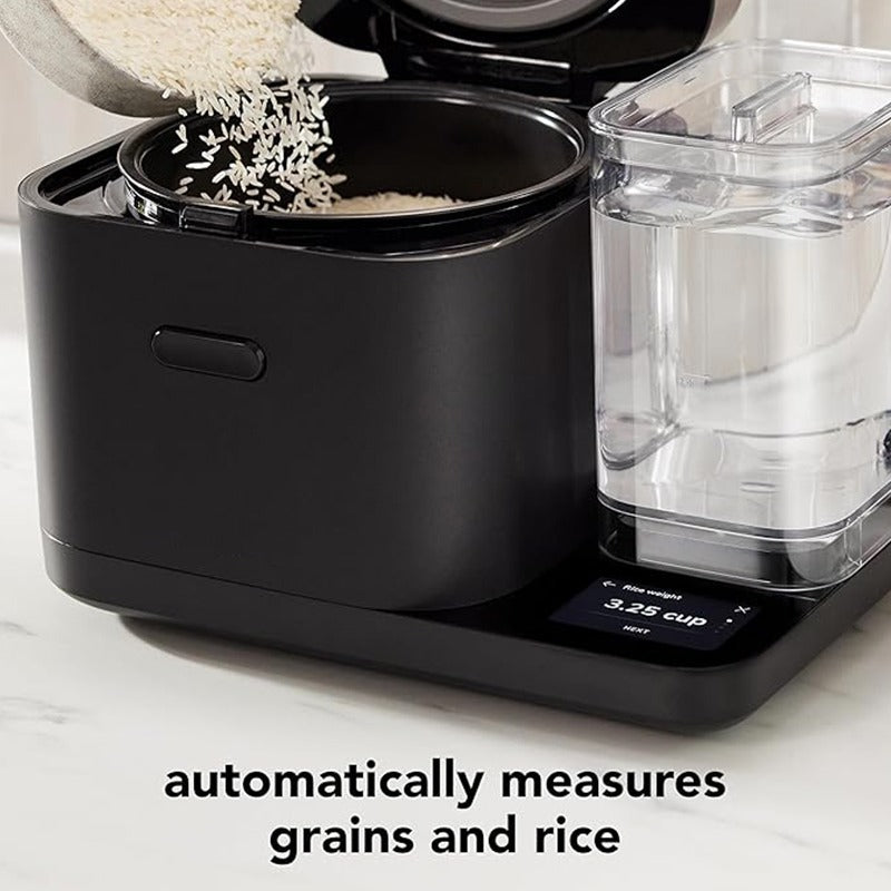 Patented 8 Cup Grain Rice Cooker with Integrated Water tank Automatically Release Water, Built-in Scale, IH Electromagnetic Heat