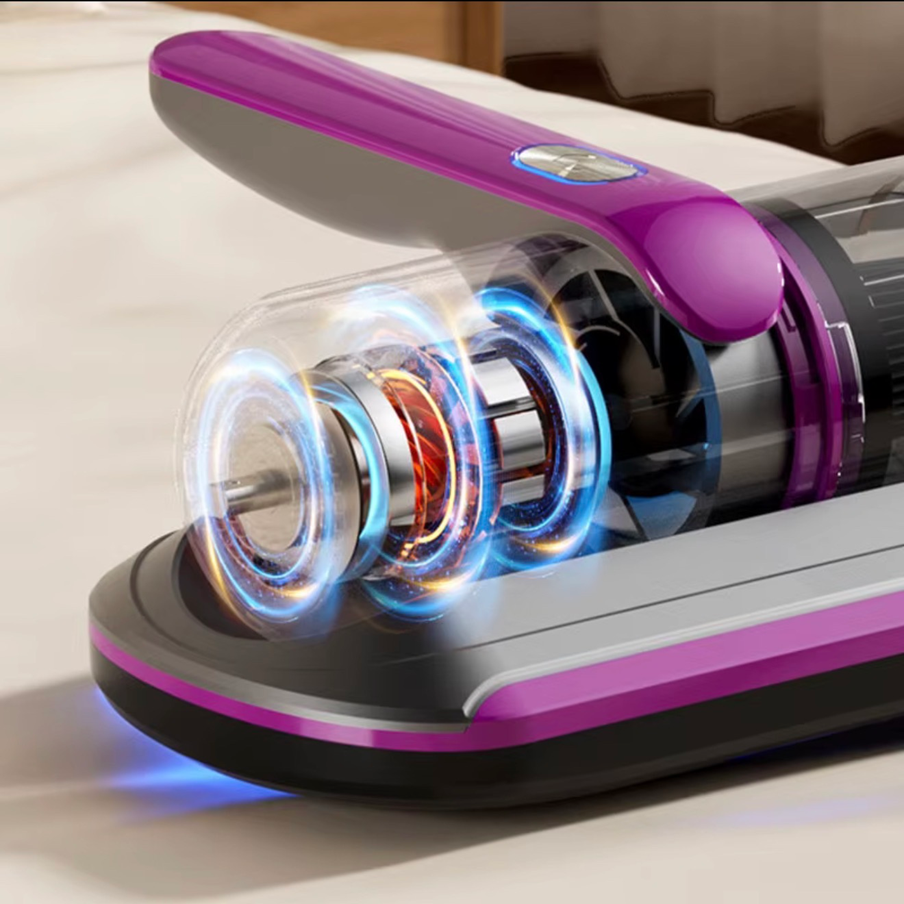 Mattress Vacuum Cleaner 100W Handheld Cordless UV Bed Vacuum Cleaner 2 Speeds Adjustable 250ml