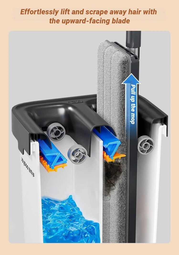 Flat Square Mop 33cm JOYBOS Washing and Squeeze Cleaning System Floor Scraper Mops With Bucket Set For Living Room Toilet Home