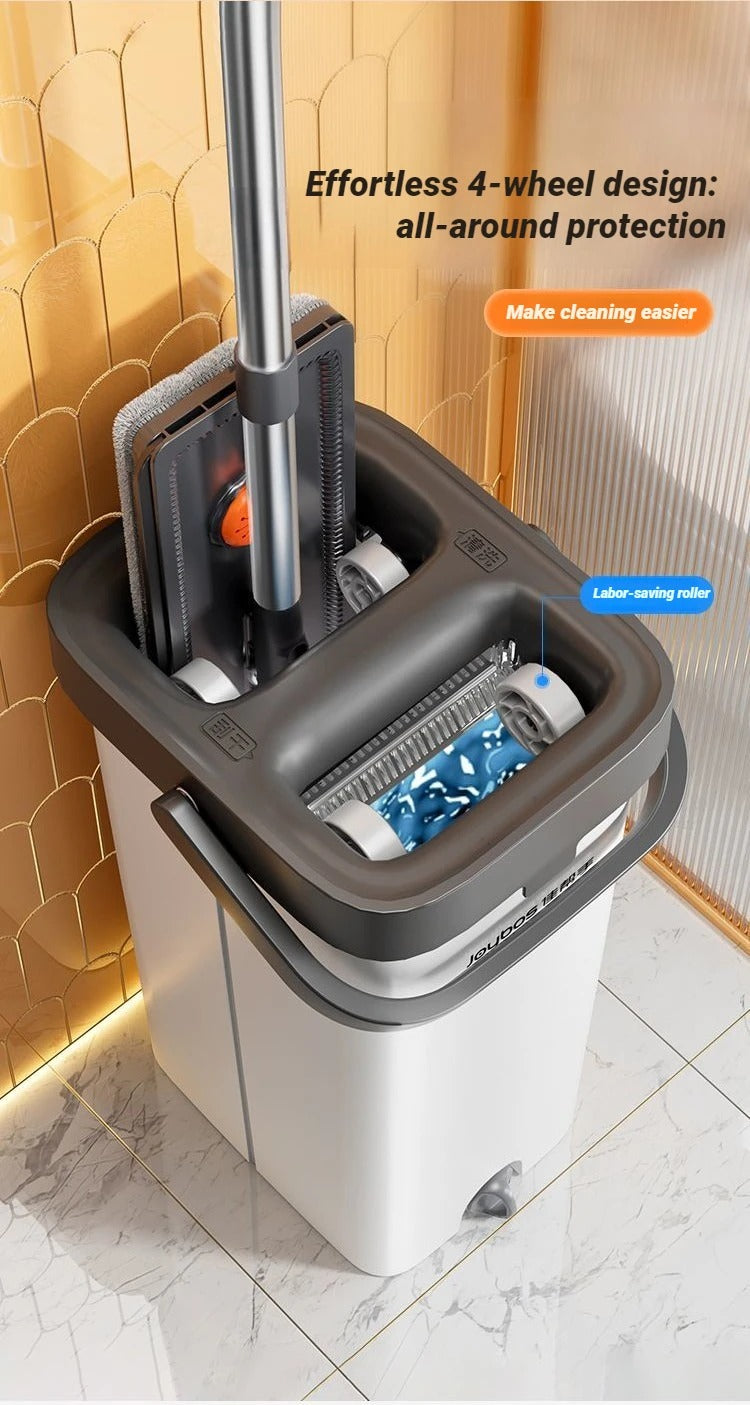 Flat Square Mop 33cm JOYBOS Washing and Squeeze Cleaning System Floor Scraper Mops With Bucket Set For Living Room Toilet Home
