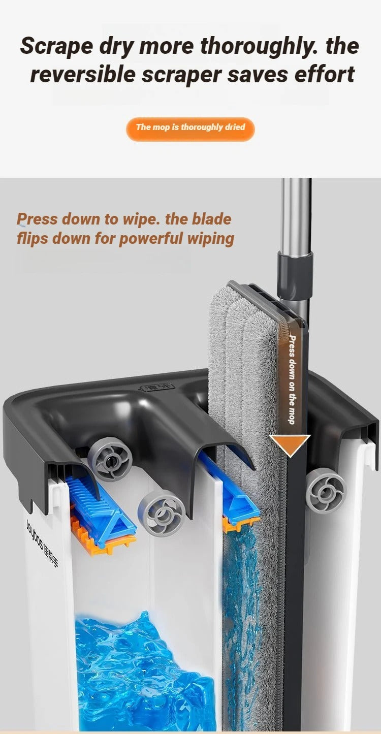 Flat Square Mop 33cm JOYBOS Washing and Squeeze Cleaning System Floor Scraper Mops With Bucket Set For Living Room Toilet Home