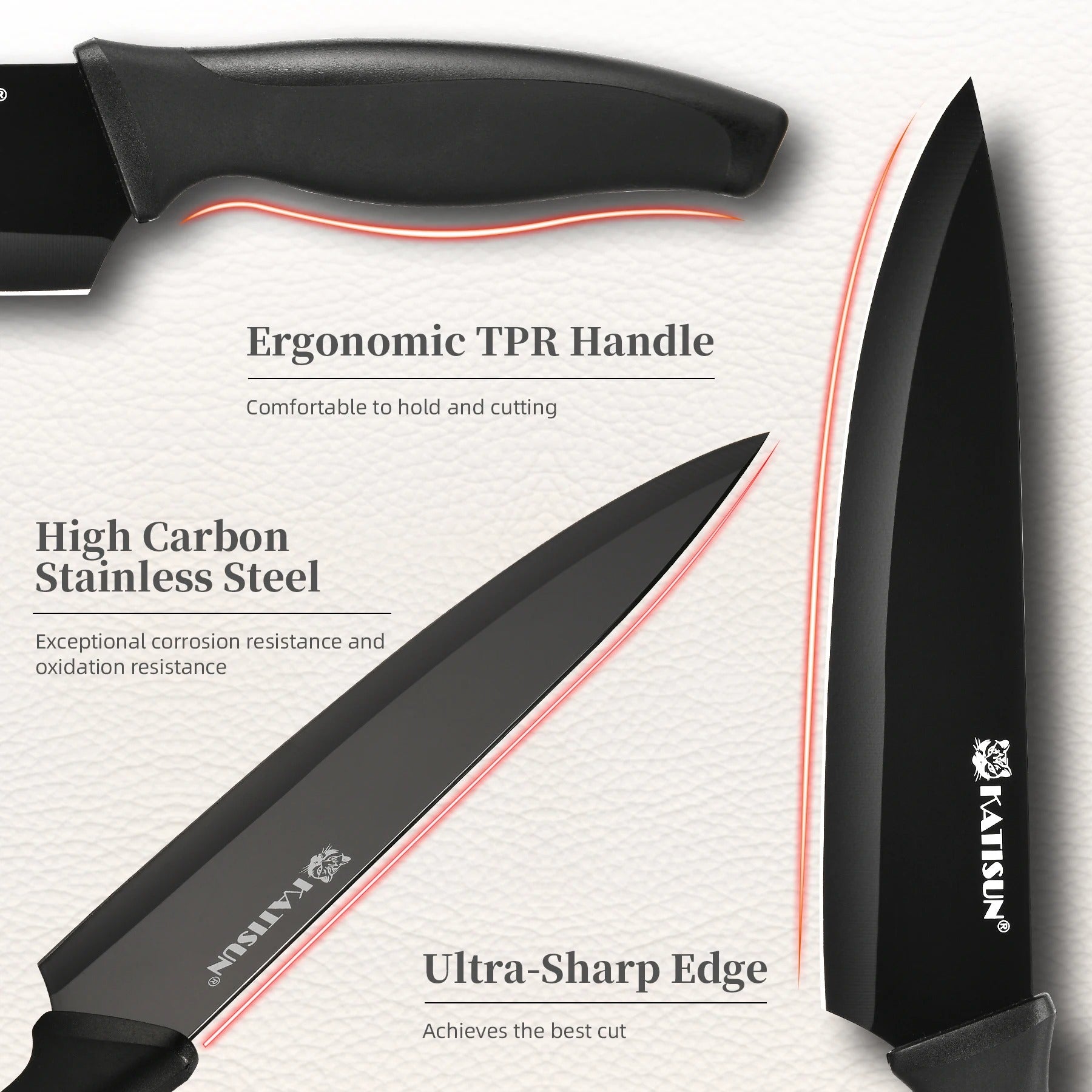 15 Piece High Quality Stainless Steel Kitchen Knife Set with Sharpener Black Knife Set with Block